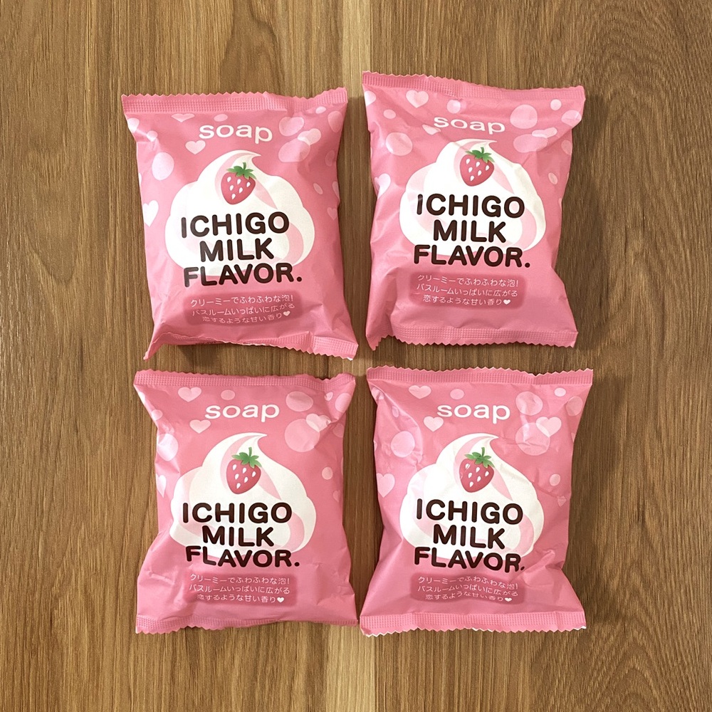 Pelican Strawberry Ichigo Milk Flavor Soap 80g x 4pcs NEW 🍓🥛🧼